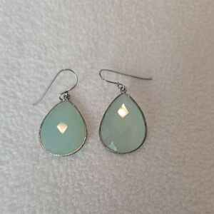 Elegant Silver and Mint Green Teardrop Earrings